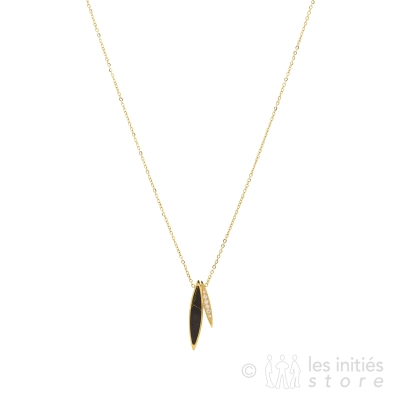 black stone necklace - gold 