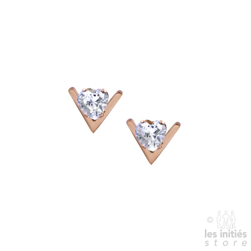 Small V Earrings - Rose gold - 16,00 €